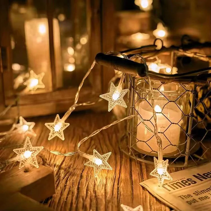 20 Star Shape String Lights, 4m - Perfect for Home Decor & Festivals