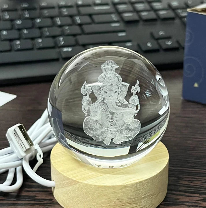 3D Crystal Ganesh Lamp Ball